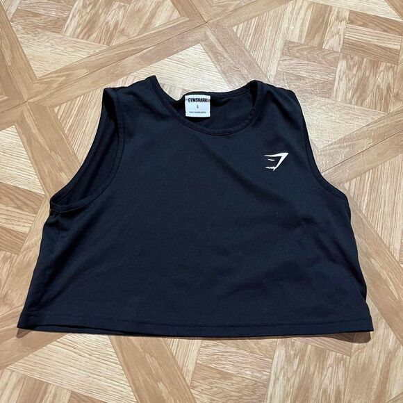 Gymshark Women’s Tank Top small Black Cropped Athletic Gym Training Sleeveless - Picture 2 of 5